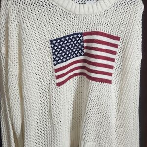 Women's Cream Sweater with Flag Design